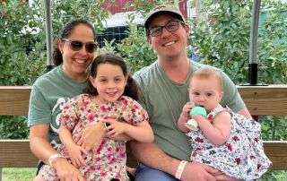 Melanie Hart with her husband Steve and daughters Gianna and Kylie after recovering from a ruptured brain AVM during pregnancy